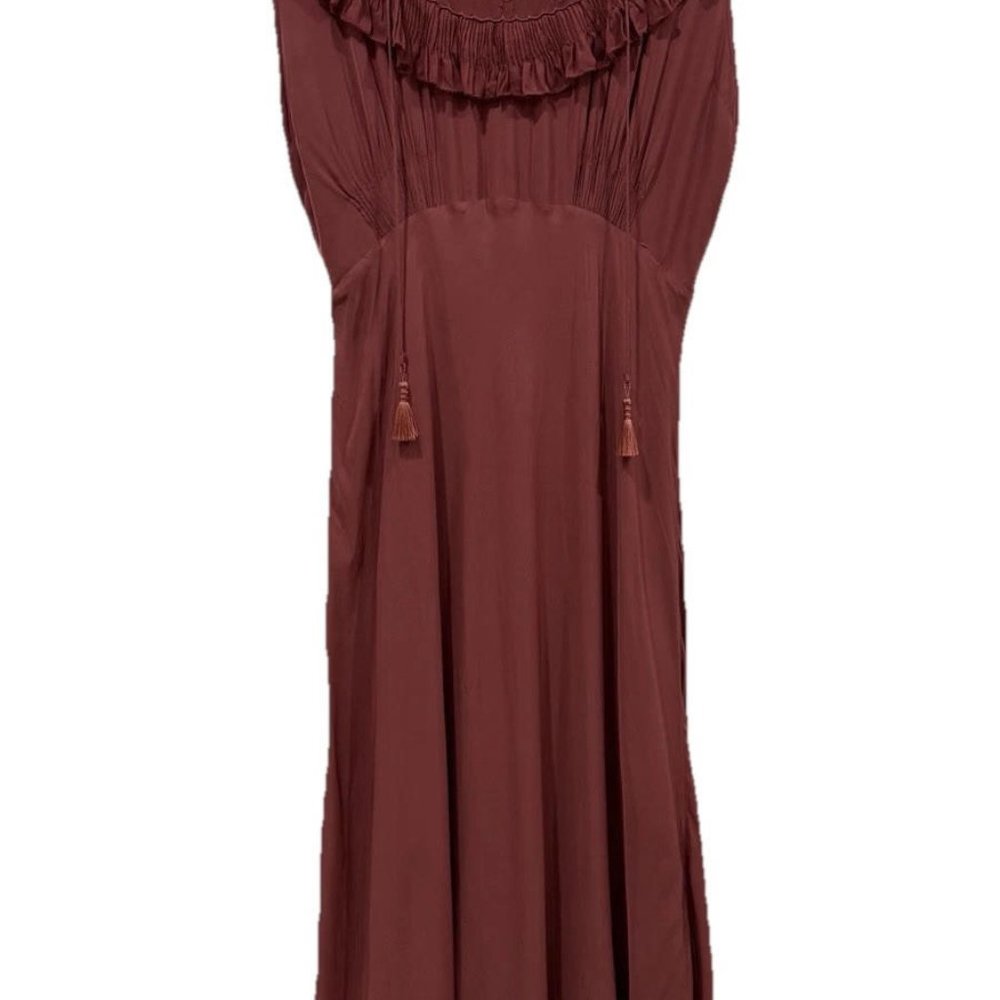 Women’s‎ FLANNEL America Dress Size 3 Burnt Orange Maxi Formal Elegant Viscose L